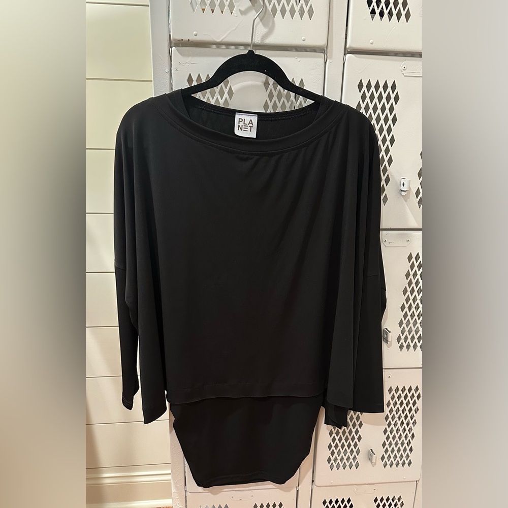 PLANET 2 pc set sleeveless fitted tank and Black Long Sleeve boxy Top